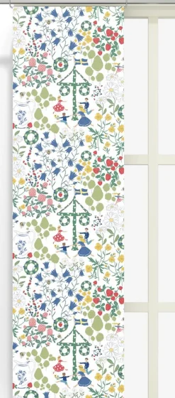 Panelgardiner<Arvidssons textil Midsommardans vit panelgardiner