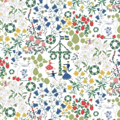 Tygkasse<Arvidssons textil Midsommardans vit tygkasse