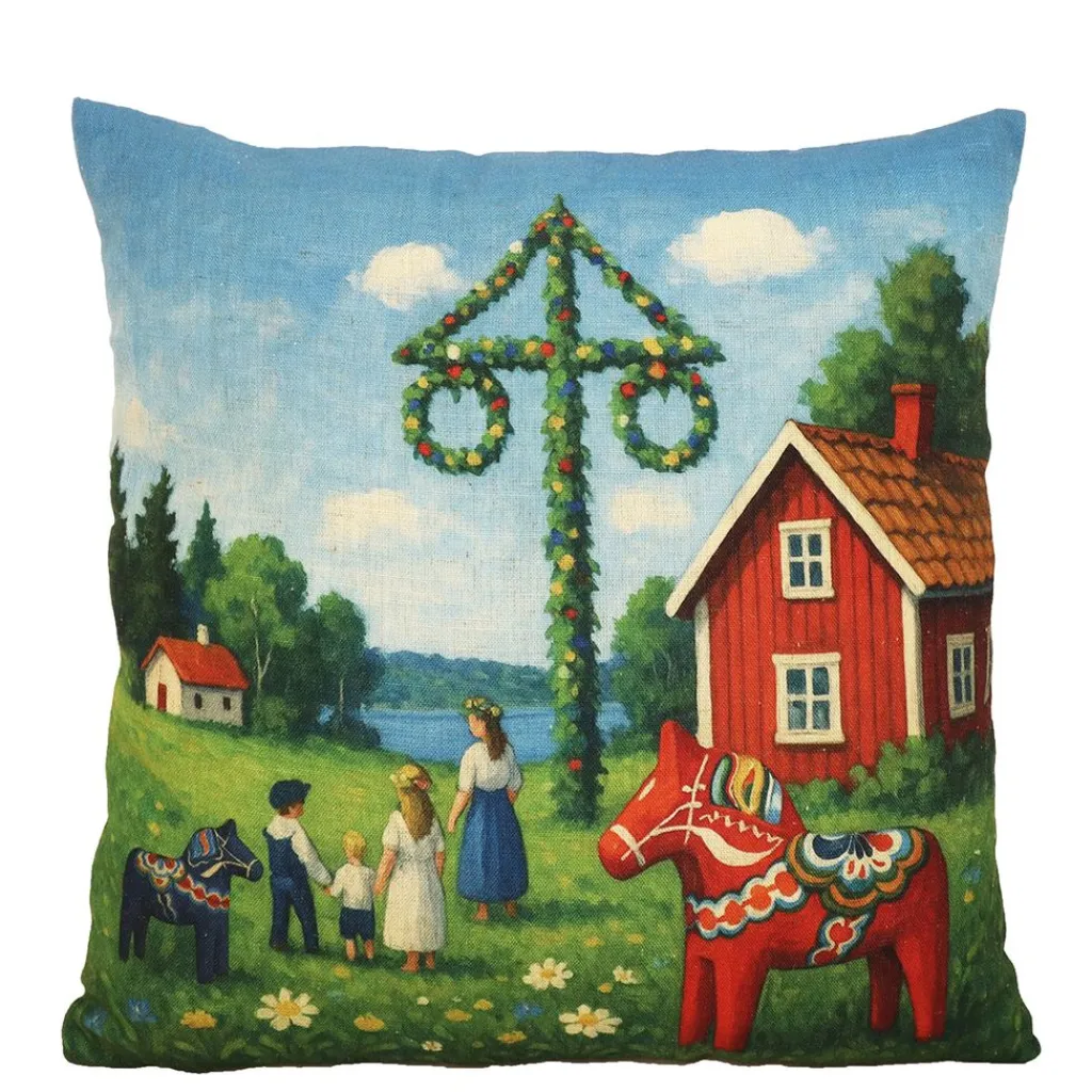 Mönstrade Kuddfodral< Midsommar kuddfodral
