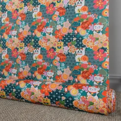Bomullstyger< Miyuki bomullstyg med lyckokatter och blomster