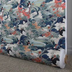 Gardintyger Mönstrade<Nordisk Textil Naoki Emerald tyg med japanskt mönster