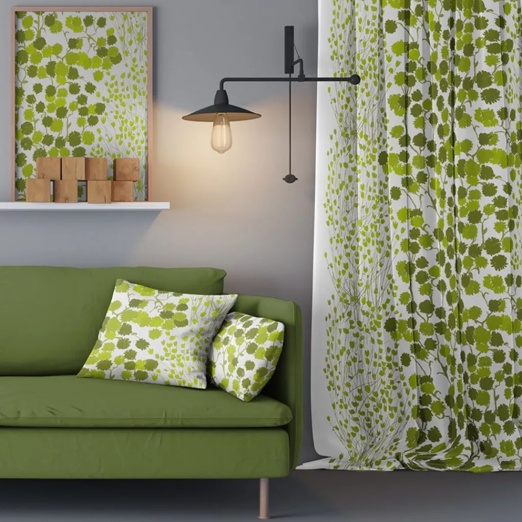 Gardintyger Mönstrade|Arvidssons Textil<Arvidssons textil Ängen grön tyg