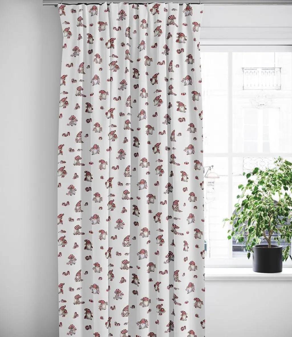 Gardiner Mönstrade|Julgardiner<Arvidssons textil Nisses luva vit julgardiner