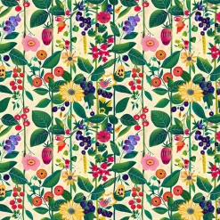 Gardintyger Mönstrade<Nordisk Textil Nordisk Flora tyg - skandinaviska bär och blommor