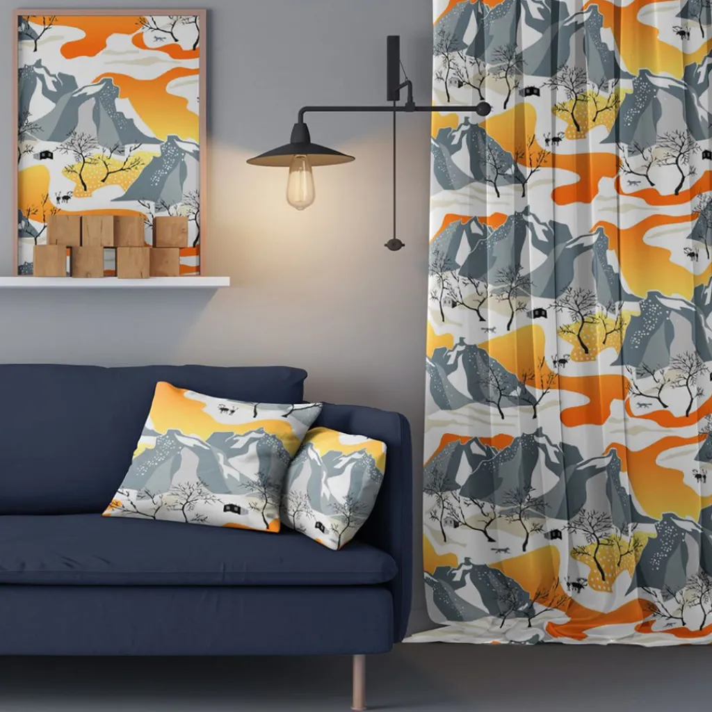 Gardiner Mönstrade<Arvidssons textil Norrland orange gardiner