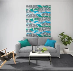 Gardintyger Mönstrade|Arvidssons Textil<Arvidssons textil Norrland turkos tyg