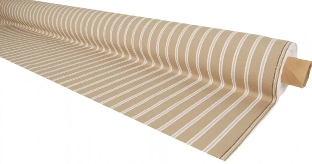 Randiga Möbeltyger|Rutor & Ränder<Nordisk Textil Norwich beige tyg med vita ränder