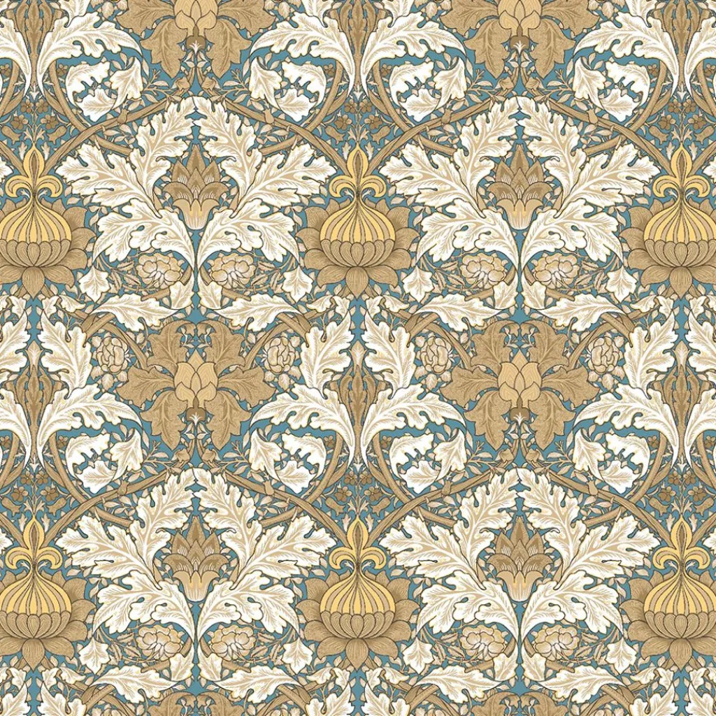 Arts & Crafts Tyger|Gardintyger Mönstrade< Opulence tyg -Slingrande blad, blommor och ornament