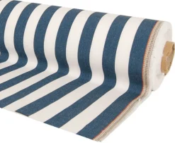 Randiga Möbeltyger|Rutor & Ränder<Nordisk Textil Oxford vit och blå blockrandigt tyg