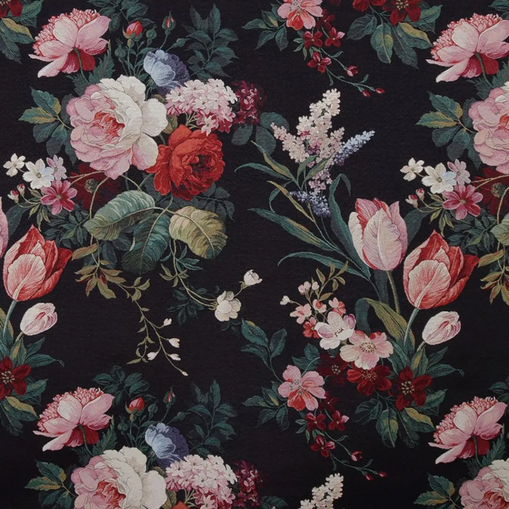 Blommiga Möbeltyger|Mönstrade Möbeltyger< Painted vintage bouquet möbeltyg
