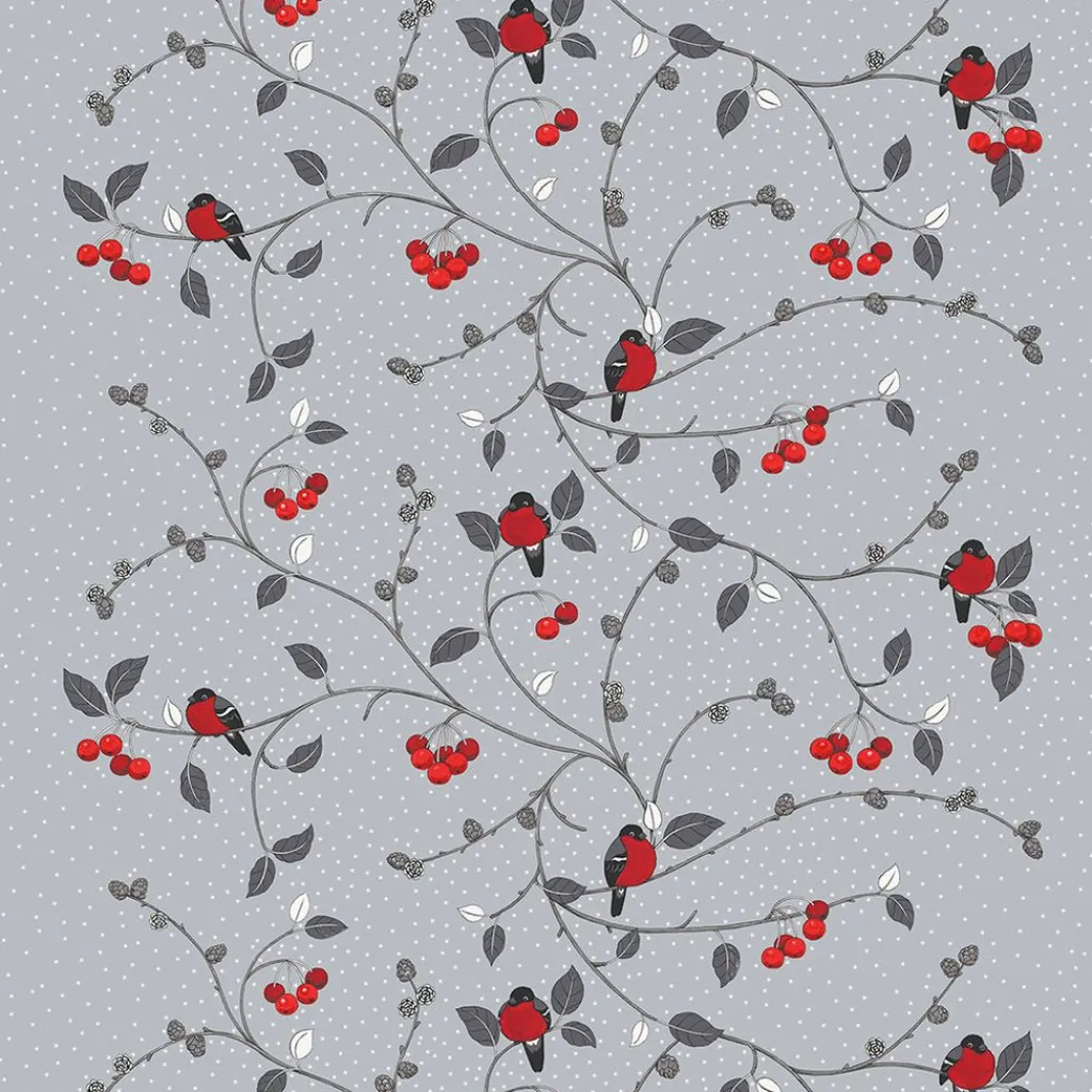 Arvidssons Textil|Jultyger<Arvidssons textil Paradisäpplen grå