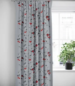Gardiner Mönstrade|Julgardiner<Arvidssons textil Paradisäpplen grå gardiner