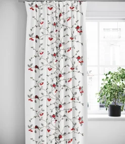 Gardiner Mönstrade|Julgardiner<Arvidssons textil Paradisäpplen vit gardiner