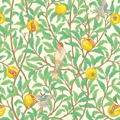 Arts & Crafts Tyger|Gardintyger Mönstrade<Nordisk Textil Paradisträd tyg - Frodiga grenar, frukt och fåglar