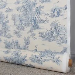 Gardintyger Mönstrade<Nordisk Textil Pastorale tyg med Toile de Jouy mönster