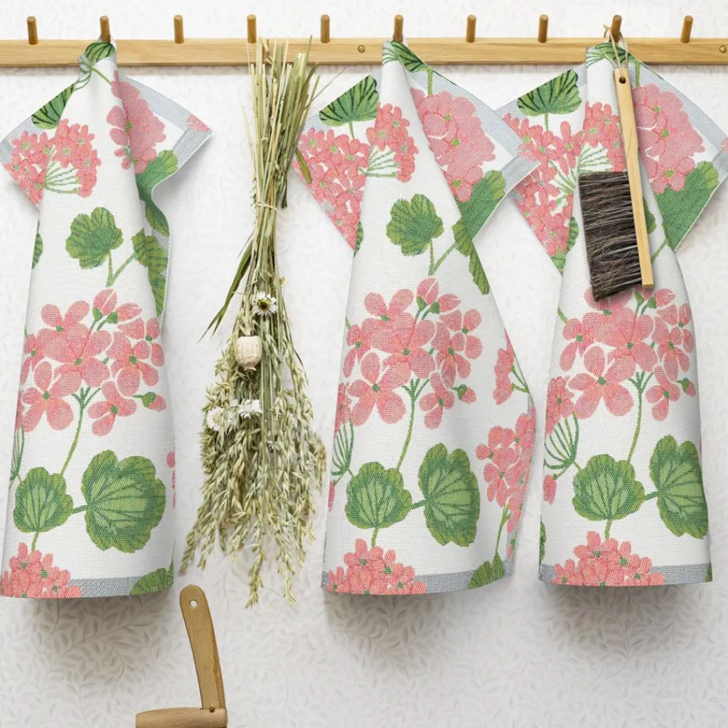 Kökshandduk<Ekelund Pelargonia kökshandduk 35X50 - s Linneväveri