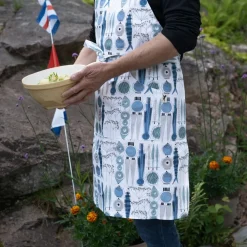 Förkläden<Almedahls Picknick blå/beige - förkläde från