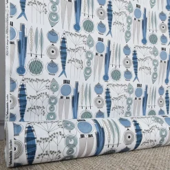 Gardintyger Mönstrade|Almedahls<Almedahls Picknick mini blå/beige tyg -