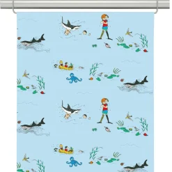 Panelgardiner<Arvidssons textil Pippi i söderhavet panel – Blå Panelgardin
