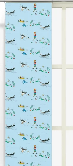 Panelgardiner<Arvidssons textil Pippi i söderhavet panel – Blå Panelgardin