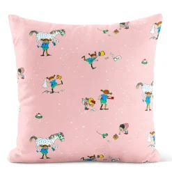 Mönstrade Kuddfodral<Arvidssons textil Pippi med vänner – Kuddfodral Rosa