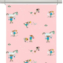 Panelgardiner<Arvidssons textil Pippi med vänner panel – Rosa Panelgardin