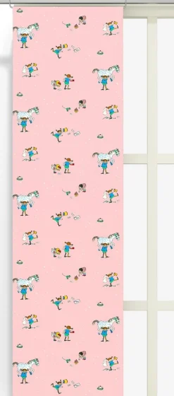 Panelgardiner<Arvidssons textil Pippi med vänner panel – Rosa Panelgardin