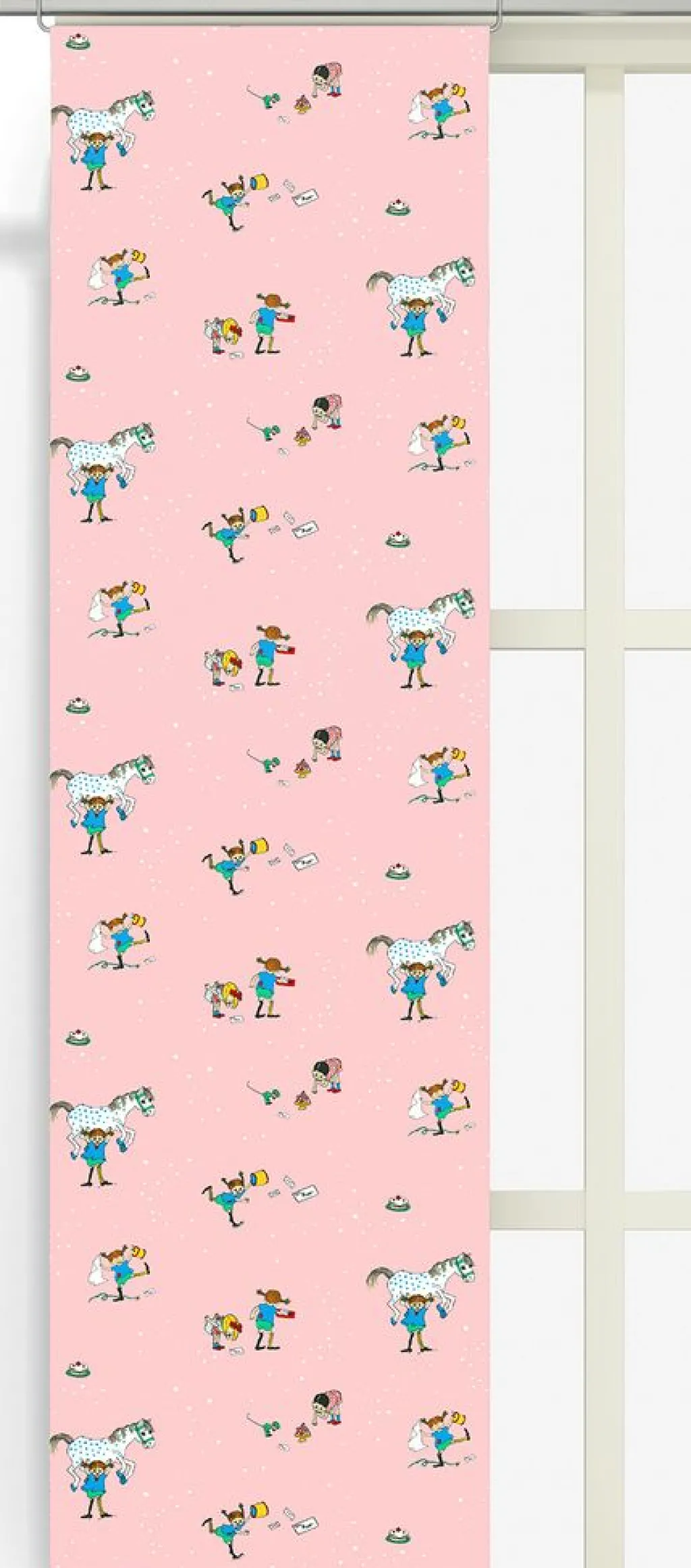 Panelgardiner<Arvidssons textil Pippi med vänner panel – Rosa Panelgardin