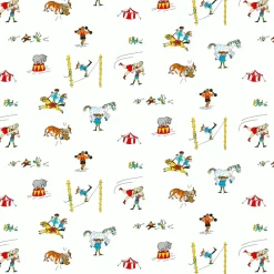 Gardintyger Mönstrade|Barnmönster<Arvidssons textil Pippi på cirkus offwhite tyg