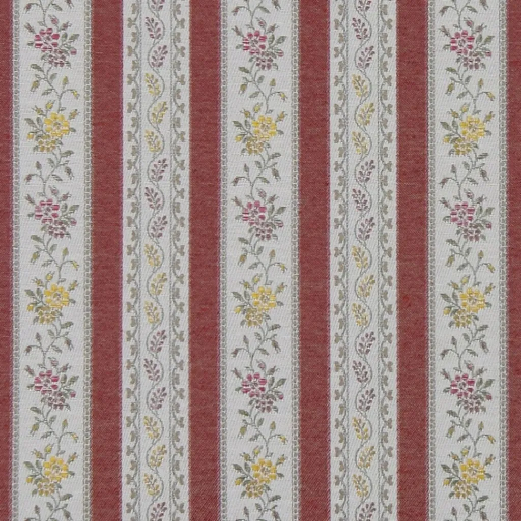 Randiga Möbeltyger|Mönstrade Möbeltyger<Nordisk Textil Portugal röd randigt stiltyg för möbelklädsel