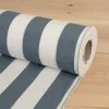 Randiga Möbeltyger|Rutor & Ränder<Nordisk Textil Preston vit och duvblå bredrandigt tyg