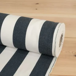 Randiga Möbeltyger|Rutor & Ränder<Nordisk Textil Preston vit och marinblått bredrandigt tyg
