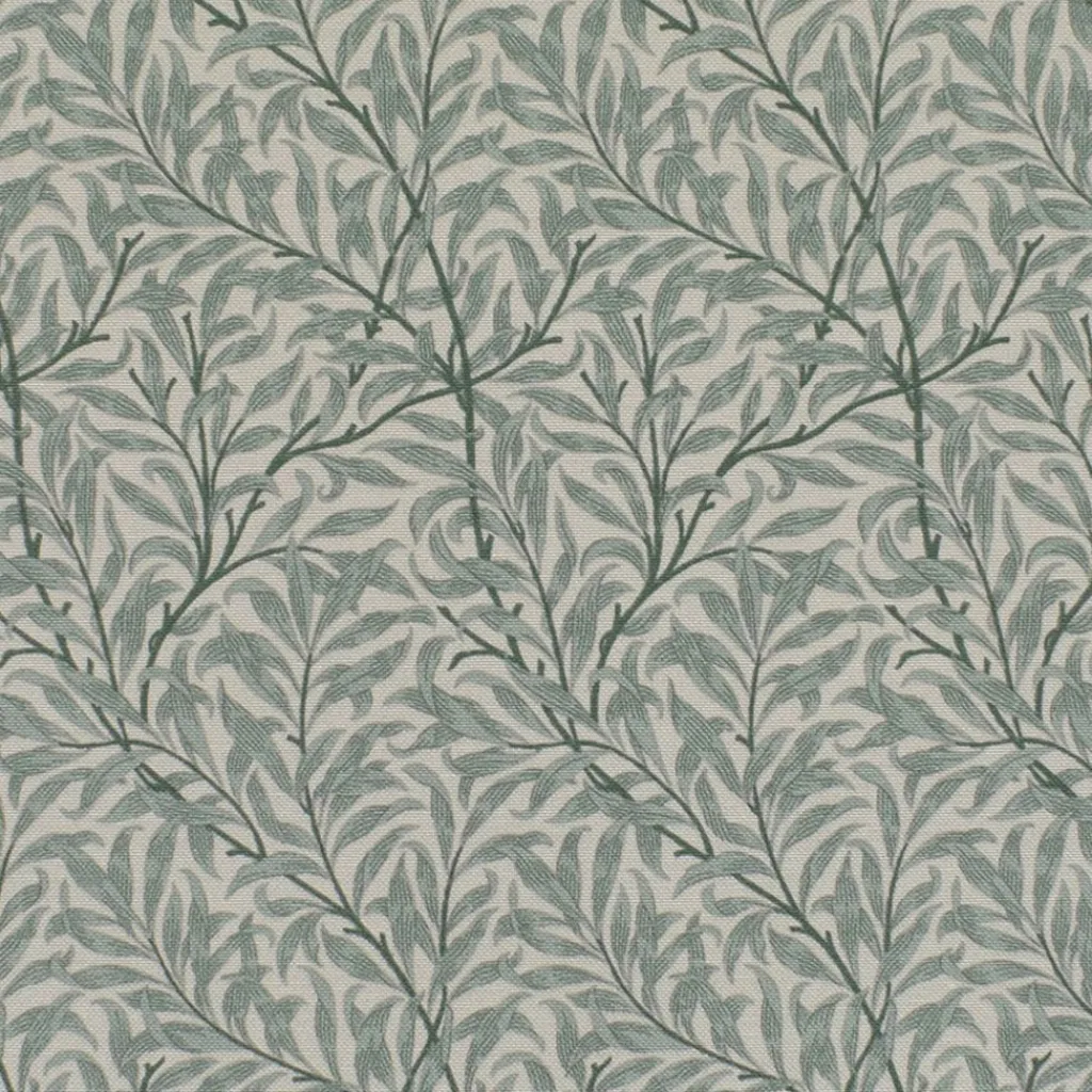 Arts & Crafts Tyger|Gardintyger Mönstrade<Jakobsdals Ramas beige-mint tyg med kvistar och blad