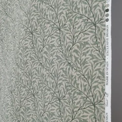 Arts & Crafts Tyger|Gardintyger Mönstrade<Jakobsdals Ramas beige-mint tyg med kvistar och blad