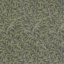 Arts & Crafts Tyger|Gardintyger Mönstrade<Jakobsdals Ramas grön-mörkgrön tyg med kvistar och blad