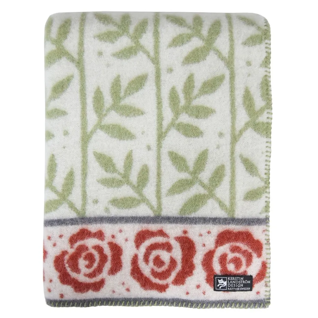 Ullfiltar<Kerstin Landström Design Rosengård grön-röd ullfilt 130x180cm -
