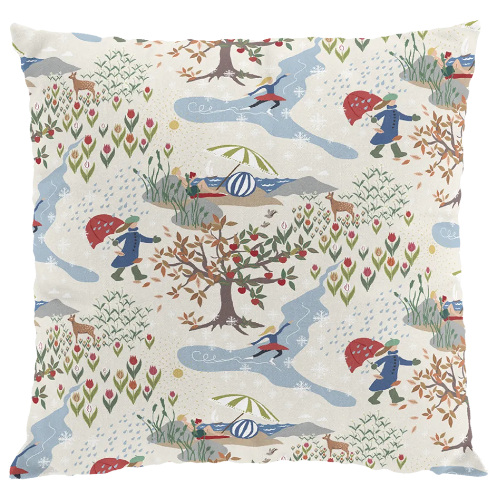 Mönstrade Kuddfodral<Arvidssons textil Årstider beige kuddfodral