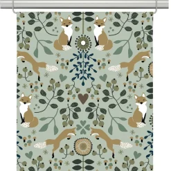 Panelgardiner<Arvidssons textil Rävstigen grön panelgardiner