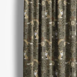 Gardintyger Mönstrade|Arvidssons Textil<Arvidssons textil Rävstigen khaki tyg