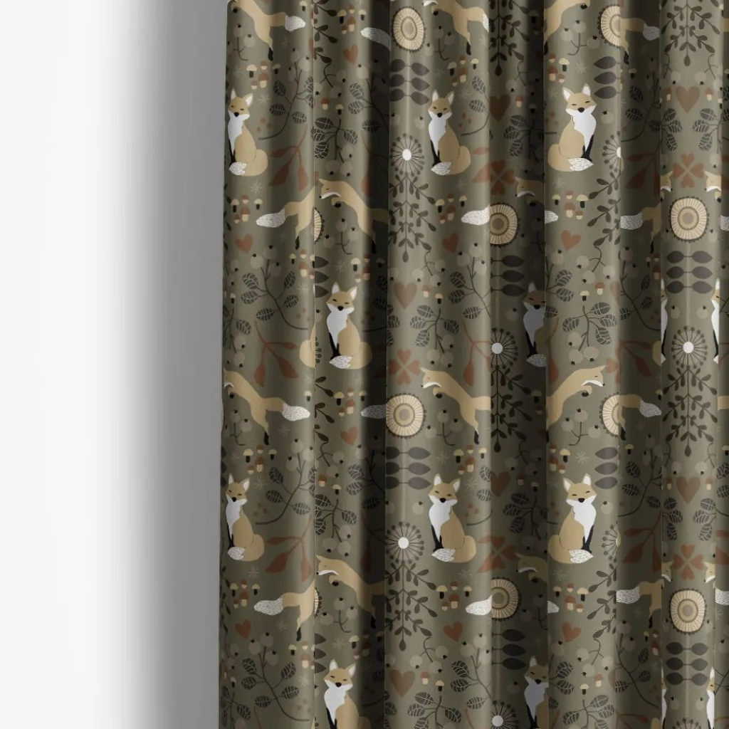 Gardintyger Mönstrade|Arvidssons Textil<Arvidssons textil Rävstigen khaki tyg