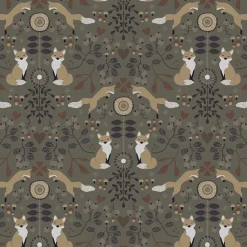 Gardintyger Mönstrade|Arvidssons Textil<Arvidssons textil Rävstigen khaki tyg
