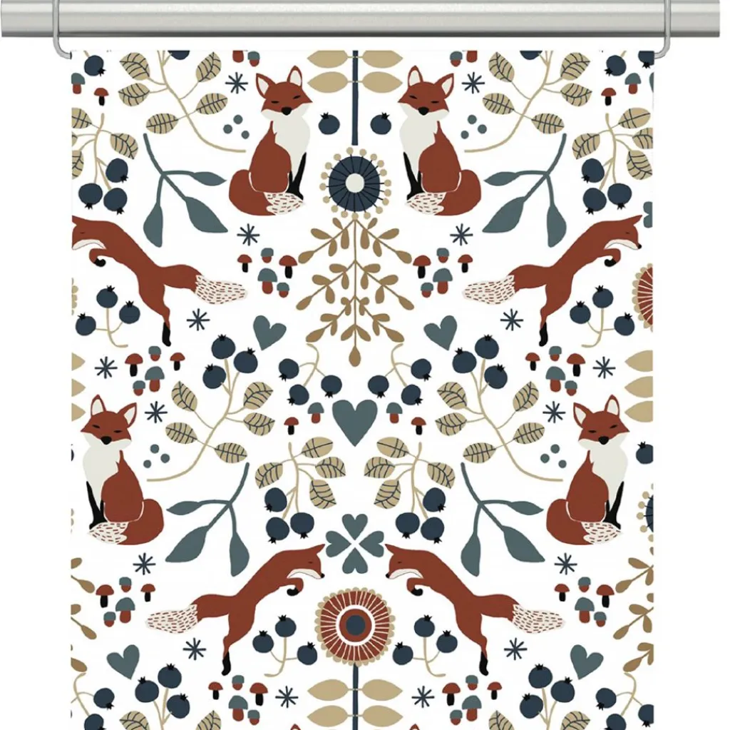 Panelgardiner<Arvidssons textil Rävstigen vit-röd panelgardiner