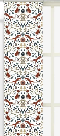 Panelgardiner<Arvidssons textil Rävstigen vit-röd panelgardiner