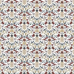 Gardintyger Mönstrade|Arvidssons Textil<Arvidssons textil Rävstigen vit-röd tyg