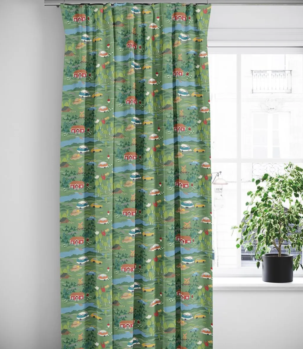 Gardiner Mönstrade<Arvidssons textil Semester grön gardiner – sommar och camping