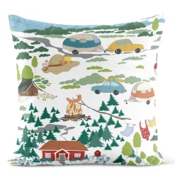 Mönstrade Kuddfodral<Arvidssons textil Semester vit kuddfodral