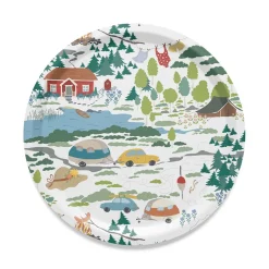 Brickor<Arvidssons textil Semester vit rund bricka Ø31cm
