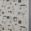 Gardintyger Mönstrade< Sewing atelier tyg med vintage sybehör och symaskiner