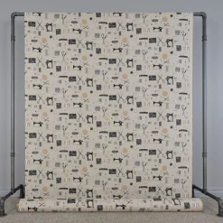 Gardintyger Mönstrade< Sewing atelier tyg med vintage sybehör och symaskiner