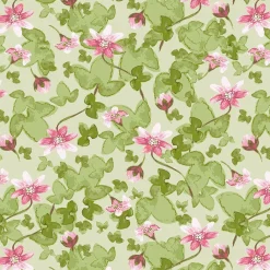 Gardintyger Mönstrade|Arvidssons Textil<Arvidssons textil Sippa grön – blommigt tyg i grönt och rosa